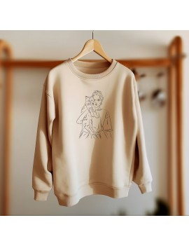 Baskılı Bej Sweatshirt